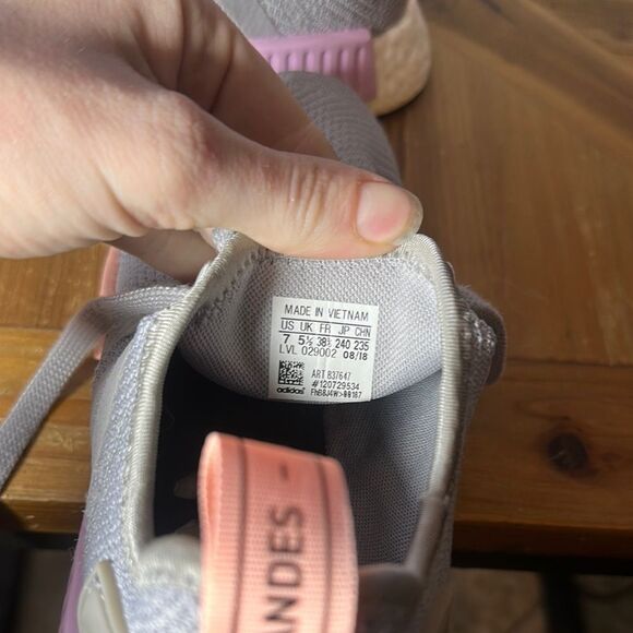 Adidas Gray and Pink Sneakers with Knit Fabric and Chunky Sole - Picture 6 of 9